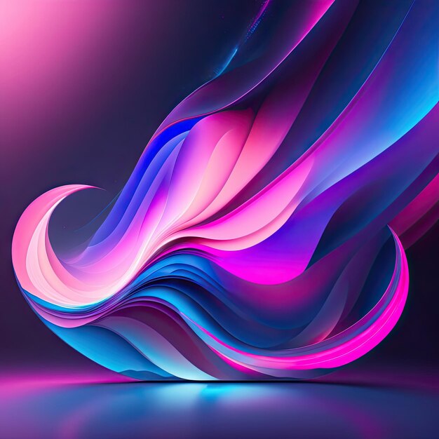 Abstract colorful blue and pink fiery shapes 3d rendering fantasy light background