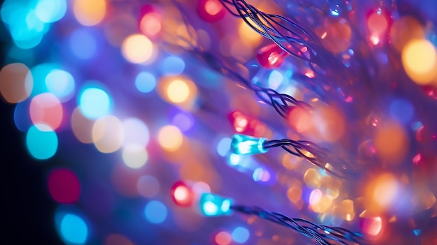 Abstract Colorful Bokeh Lights of Garland