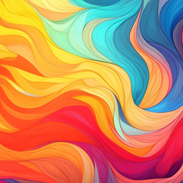 Абстрактная красочная яркая фоновая текстура лепестка цветка Разноцветные волны AI сгенерированы