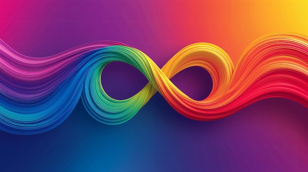 Foto abstract colorato banner luminoso per la celebrazione del mese della neurodiversità con il simbolo dell'infinito dell'arcobaleno