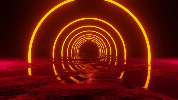 Abstract Colorful Circle Neon Tunnel Background