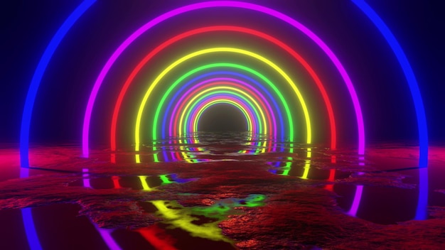 Абстрактный красочный круг неоновый туннель фон