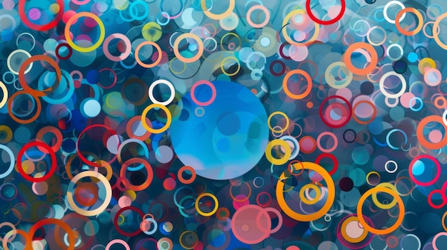 Абстрактные красочные круги с центральной точкой фокуса создают динамический рисунок