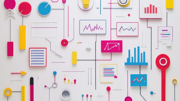 abstract colorful data visualization a network of charts graphs and diagrams