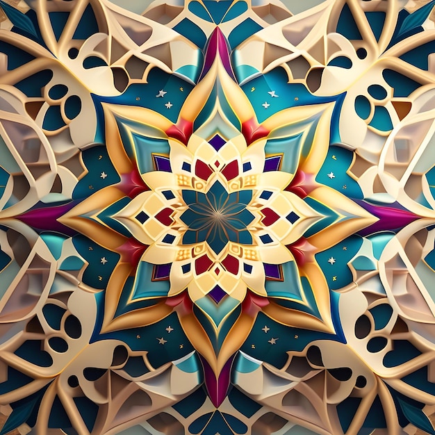 Abstract colorful design in neutral colors Stars kaleidoscope design background