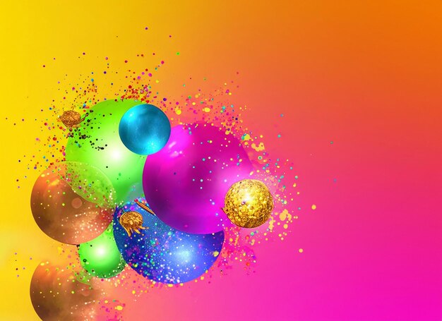 abstract colorful Diwali balls and abstract background copy space