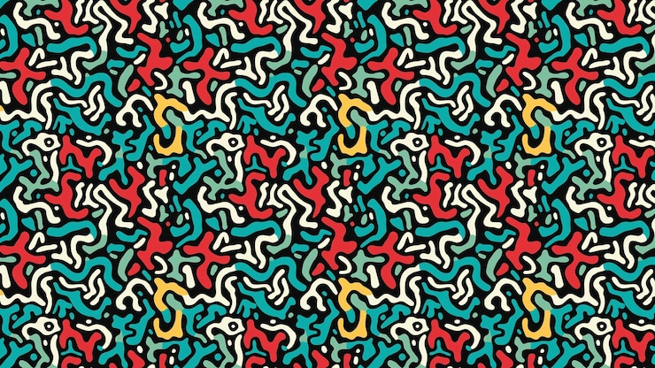 Photo abstract colorful doodle pattern