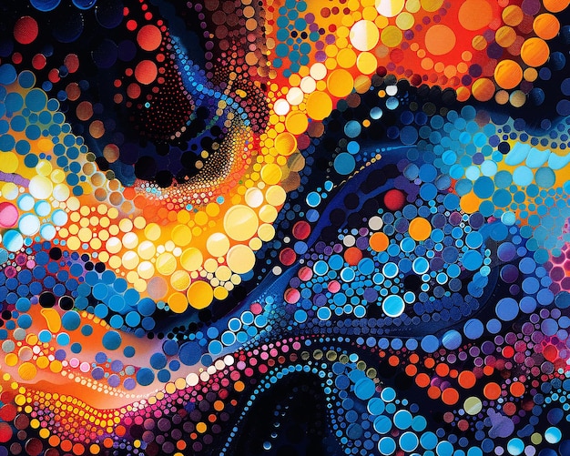 Abstract Colorful Dot Pattern Painting