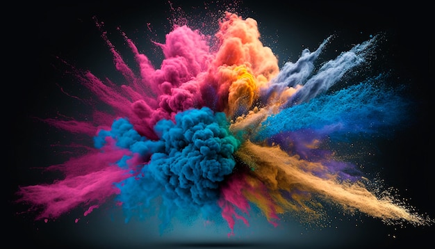 Photo abstract colorful explosion ai generation