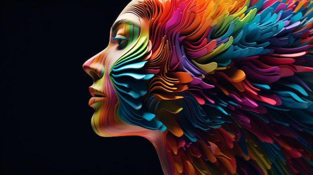 Abstract colorful face 3d render 8k UHDGenerative AI