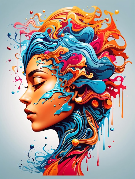 Abstract Colorful Female Illustration