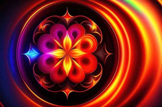 Abstract colorful fiery fractal shapes 3d rendering fantasy light background