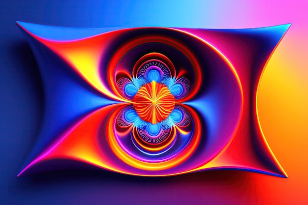 Abstract colorful fiery shapes on blue background Fantasy light background Digital fractal art