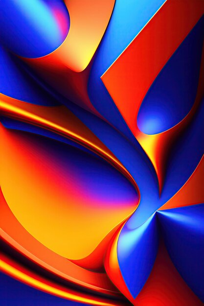 Abstract colorful fiery shapes on blue background fantasy light background generative art