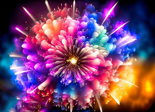 Photo abstract colorful fire work from diwali