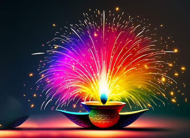 Photo abstract colorful fire work from diwali