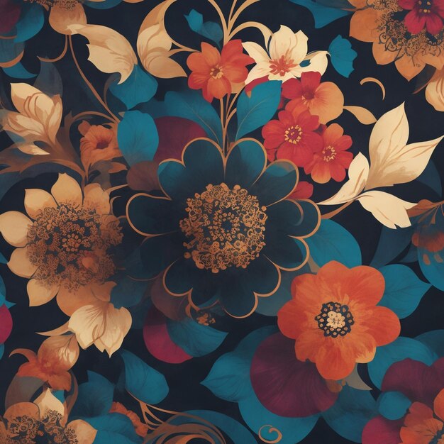 추상적 인 다채로운 꽃 장식 디자인