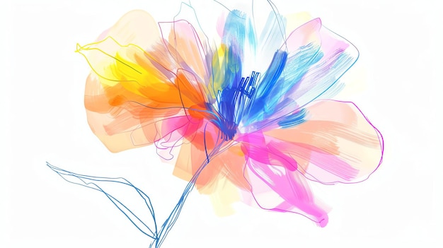 Абстрактный красочный цветок Модерная художественная живопись Штрихи ярких цветов