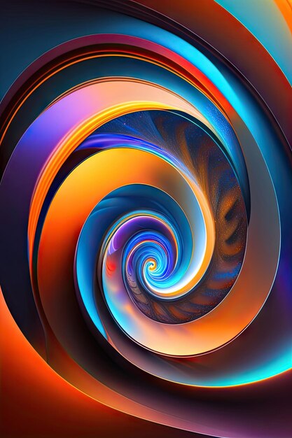 Abstract colorful fractal background with fantastic swirl Amazing blue and orange light effect