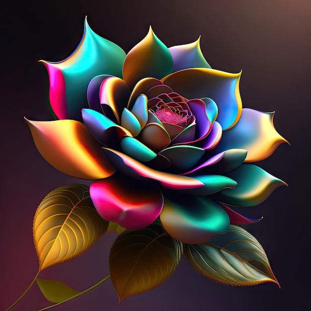 Abstract colorful fractal roses on dark background Fantasy light glowing shapes wallpaper