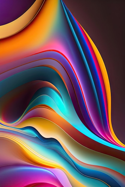 Abstract colorful fractal waves Fantasy light background Generative art 3d rendering