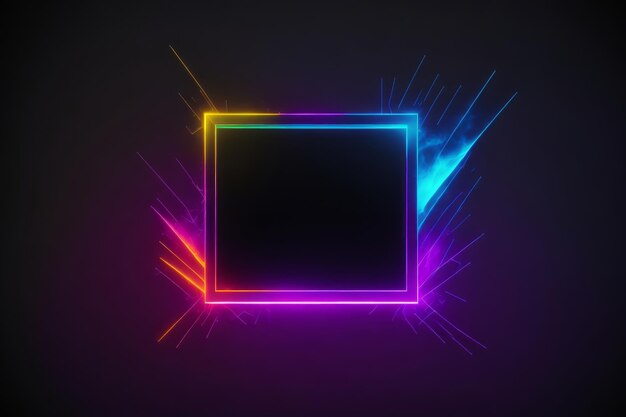 Abstract colorful frame on black background AI generated