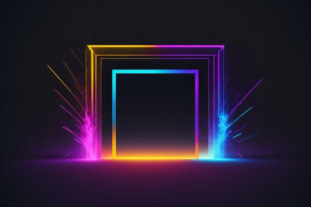 Abstract colorful frame on black background AI generated