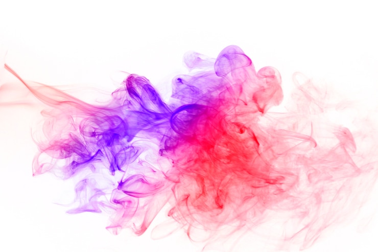 Photo abstract colorful fume waves over the white background.soft focus