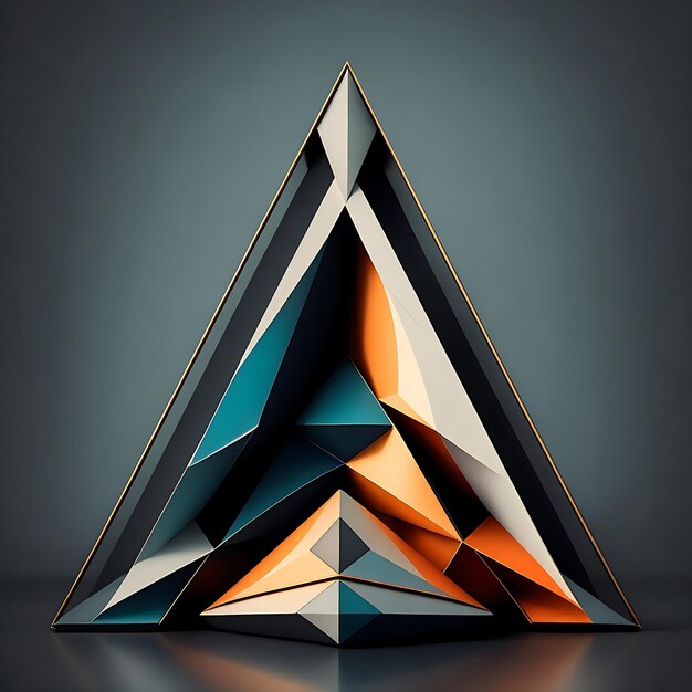 abstract colorful futuristic triangle shape with the empty room Generative AI