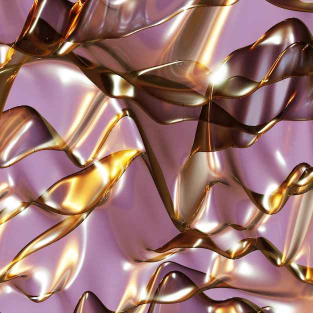 Foto astratto sfondo lucido colorato con linee sinuose e ondulate nel rendering 3d