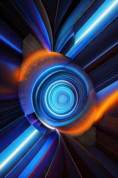 Абстрактные красочные светящиеся синие фрактальные формы Цифровое фрактальное искусство 3d-рендеринг