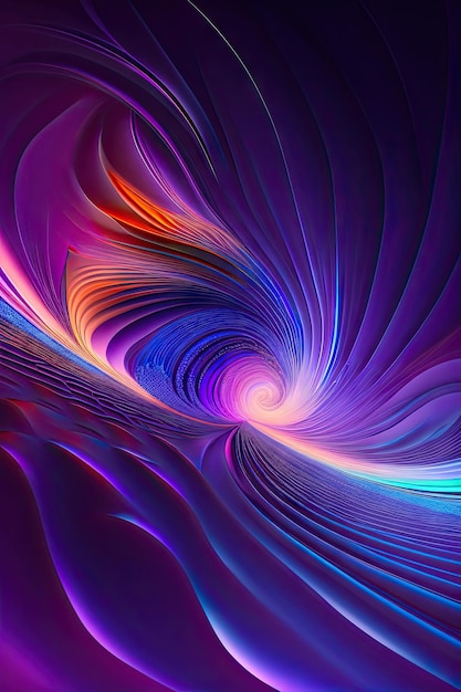 Abstract colorful glowing blue and purple fractal shapes digital fractal art 3d rendering