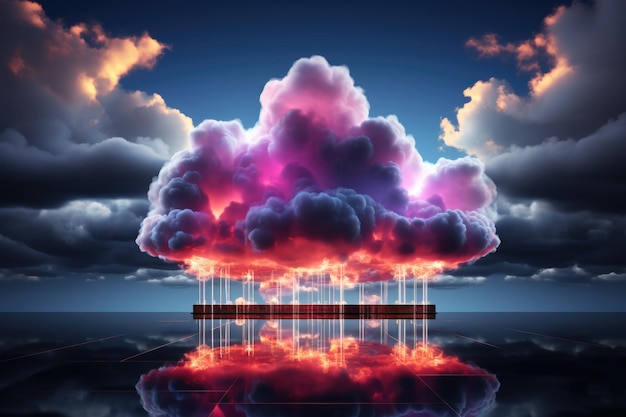 Abstract colorful glowing cloud Cloud computing technology concept