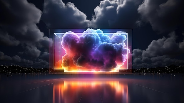 Abstract colorful glowing cloud Cloud computing technology concept