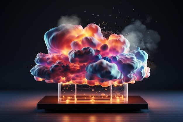 Abstract colorful glowing cloud Cloud computing technology concept