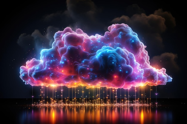 Foto abstract colorata nuvola luminosa concetto di tecnologia di cloud computing