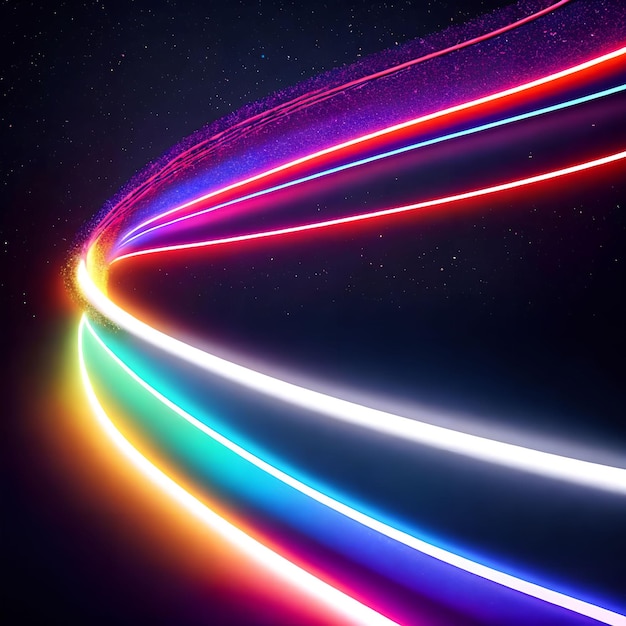 Abstract colorful glowing line generative art by AI