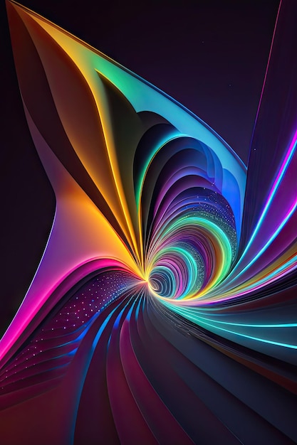 Abstract colorful glowing neon fractal shapes Digital fractal art 3d rendering