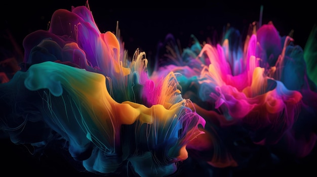 Abstract colorful gradient fluid grow in the dark illustration