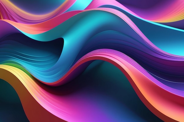Abstract colorful gradient wave 3d rendering chromatic dispersion and thin film spectral effect