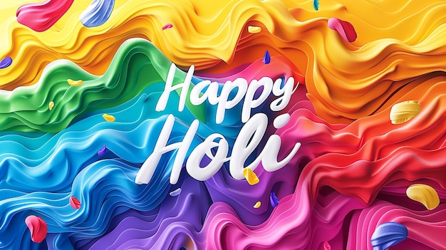 Abstract colorful happy holi backgroundIllustration of festival of colors with rainbow color powder on holi text