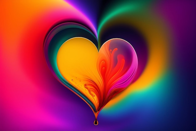 Abstract colorful heart background generative ai