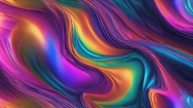 Abstract colorful holographic iridescent surreal dynamic seamless pattern trendy 3d illustration