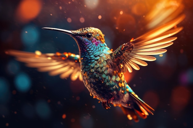 Abstract colorful hummingbird on isolated background