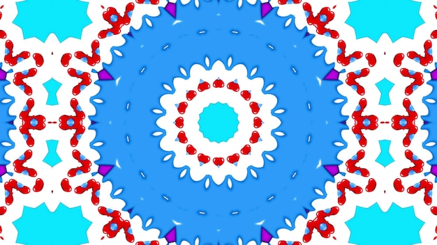 Абстрактный красочный гипнотический симметричный узор Орнаментальный декоративный калейдоскоп Движение Геометрический круг и формы звезды