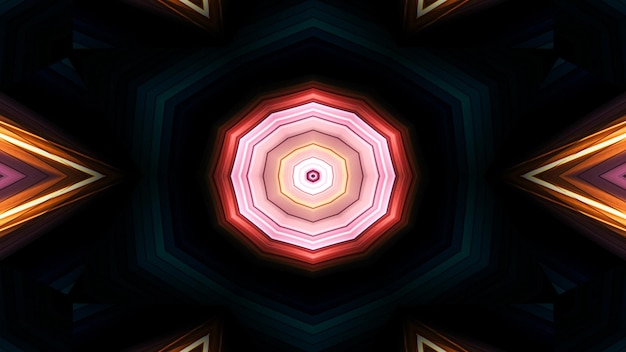 抽象的なカラフルな催眠対称パターン観賞装飾的な万華鏡の動き幾何学的な円と星の形