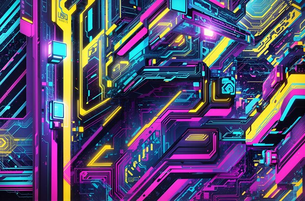 Abstract colorful illustration Cyberpunk style Background and wallpaper Vibrant colors Backdrop and banner Graphic design and art AI Artificial intelligence generated image