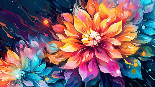 Photo abstract colorful illustration flower art generative ai