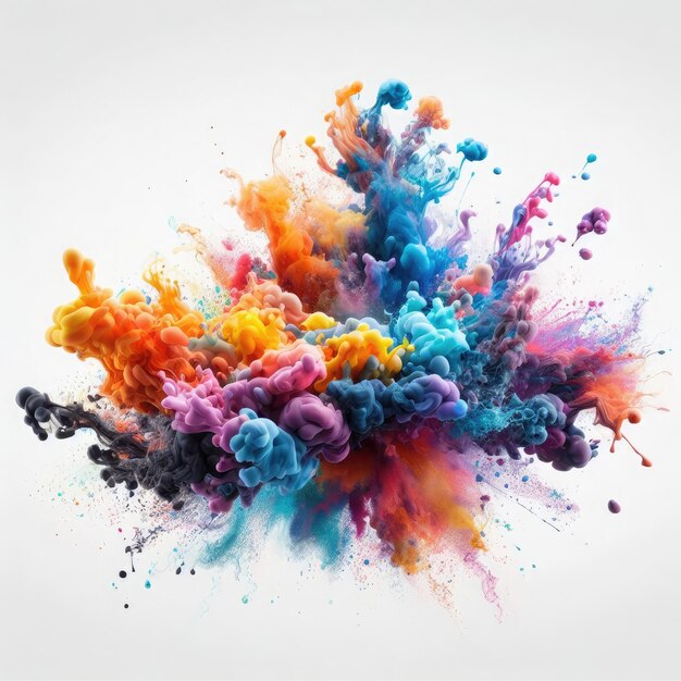 Abstract colorful ink paint splash splatter brush strokes Watercolor powder explosion