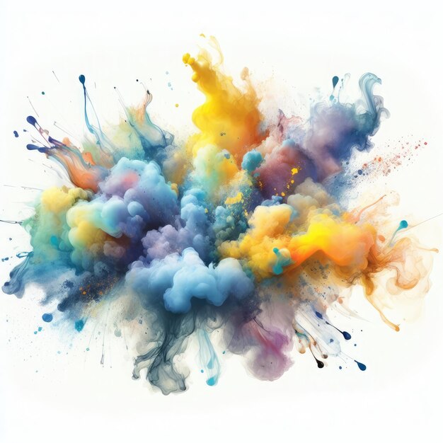 Abstract colorful ink paint splash splatter brush strokes Watercolor powder explosion